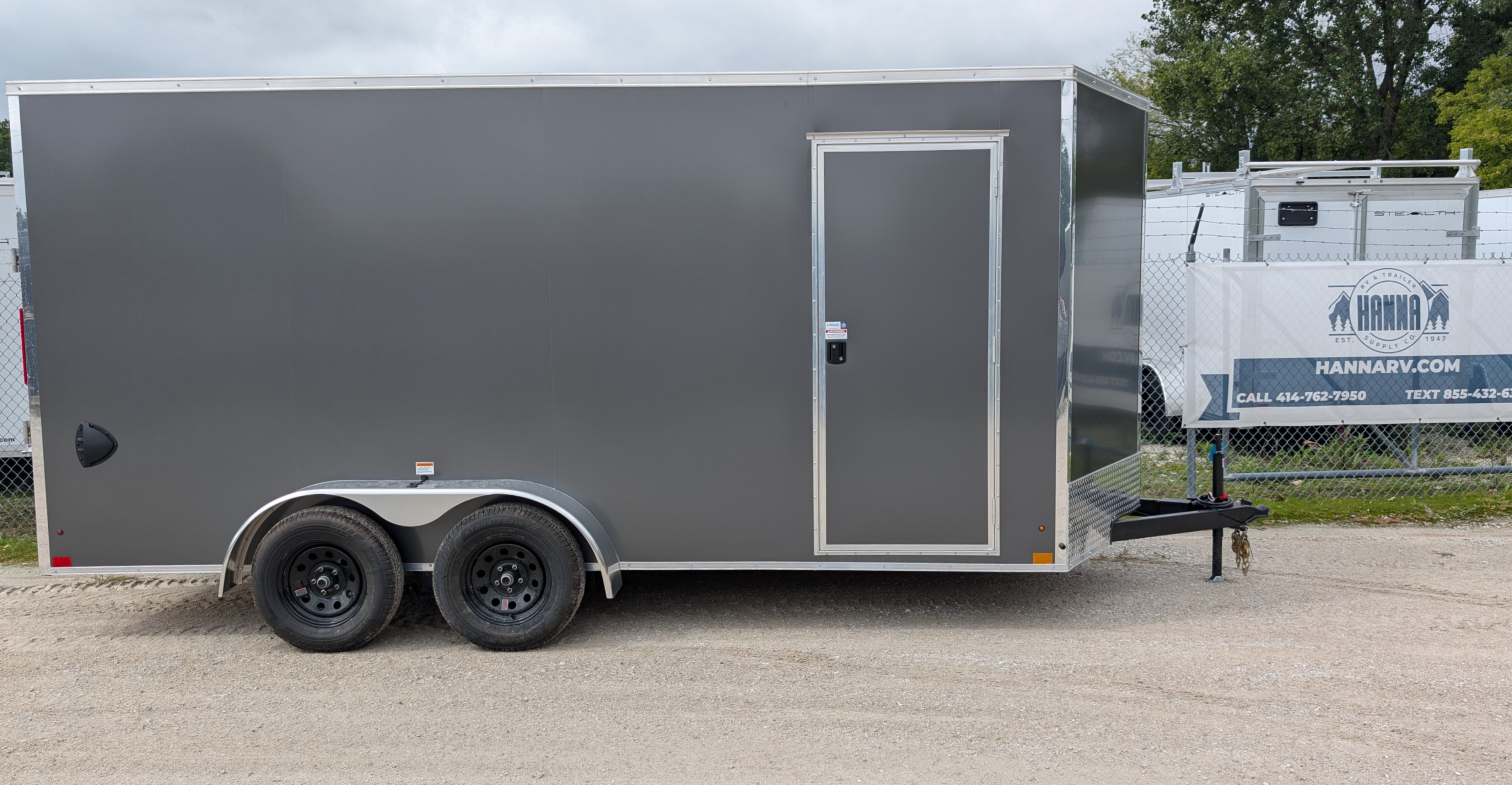 Cross Trailers 7X16 Arrow Wedge Tandem Axle Steel Cargo Trailer with Spring Assist Ramp Door- 6" Extra Height- Charcoal